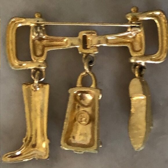 ETIENNE AIGNER Boot, Saddle Bag, Loafer, Bit Brooch/PinGold Tone Vintage… - Picture 5 of 17